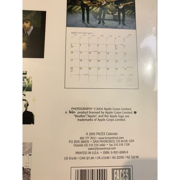 The Beatles 2005 Wall Calendar Sealed FACES 12 Month - Picture 8 of 8